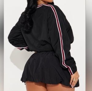 New Sporty Bubble Hem Skirt Set - Black